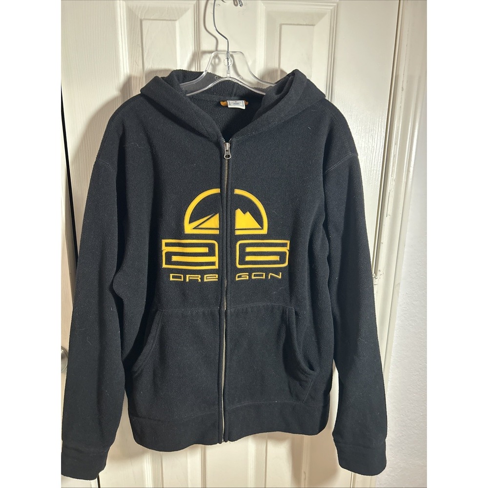 Old Navy Hoodie Sweatshirt Mens M Black Full Zipper Oregon 26 Fleece